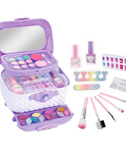 Samtoy Princess Make Up Kit Girls Toys Play House Nail DIY Set Manicure Set Washable Cosmetic Bag Kids Beauty Fashion Toys