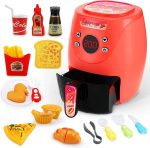 Samtoy Simulated Kitchen Appliances Set Pretend Play Adjustable Temperature Color Changing Air Fryer Kitchen Set for Kids