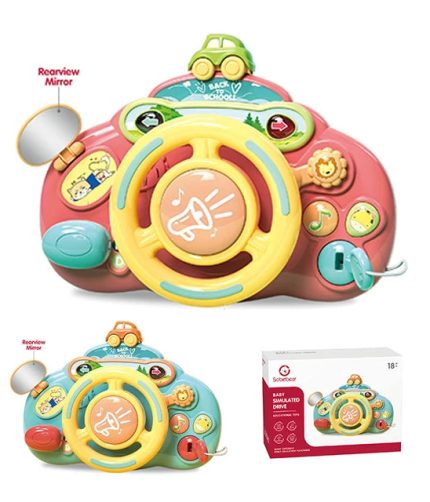 Samtoy Simulation Early Educational Electronic Baby Toys Kids Steering Wheel Toy Driving Toy with Realistic Sound