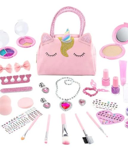 simulation Non Toxic Other Pretend Play Beauty Fashion Princess Girl Cosmetic Kit DIY Makeup Gift Sets with Cute Bag