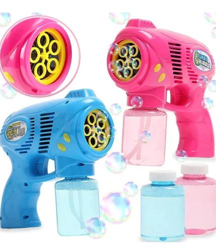 Samtoy Summer Outdoor Soap Bubble Machine Continuous Blast 5 Holes Bubble Gun Machine for Kids With 130ml Bubble Water
