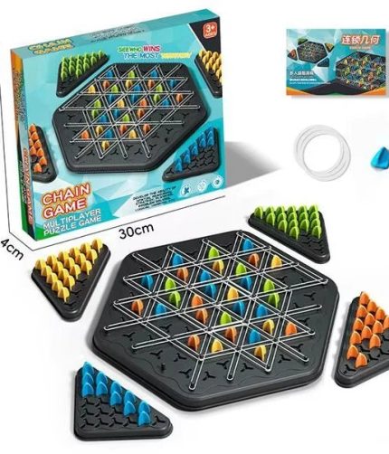 cn 2024 Chain Chess Rubber Band Chess Triangle Desktop Puzzle Toy Children's Multiplayer Game Battle Thinking Training Toy