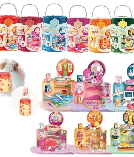 Samtoys 29PCS 3 IN 1Educational Storage Handbag Series Mini Kitchen Set Toy Kids Simulated Cooking Toys Pretend Play Preschool