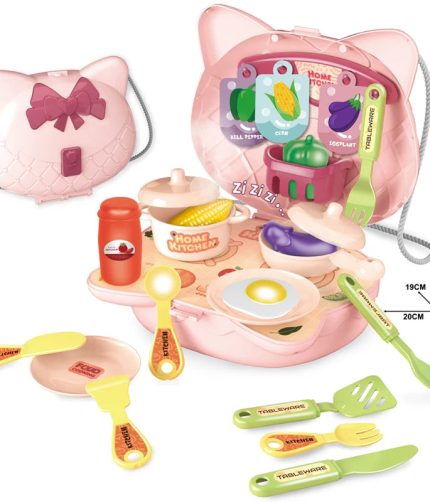 Samtoys Cheap Cat Head Shoulder Bag pretend Play Preschool Series Kids Mini Kitchen Toy Sets for Boy and Girl