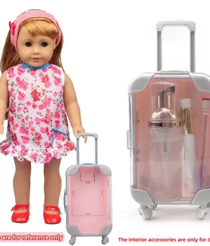 Pink Candy Toy Transparency Cover Small Storage Box Mini Doll Clothes Suitcase Travel Luggage Doll Miniature Accessories