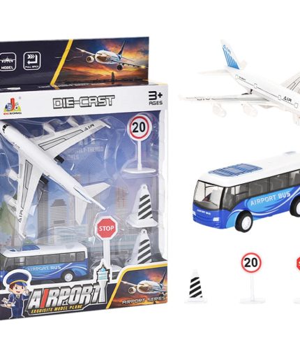 Slide Pull Back Alloy Airplane Cars Combination Toy Airport Play Set with Diecast Toy Vehicles