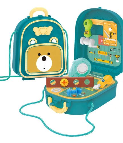 Tool Suitcase Toys Plastic 2 in 1 Pretend Play Backpack Toys Tools with 14PCS Accessories for Kid